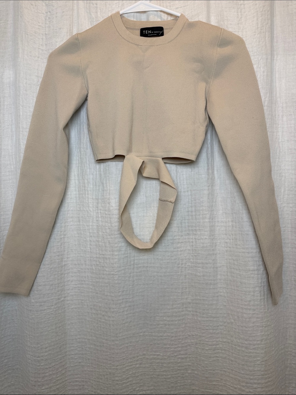 Ten by Babaton Retrospect Cropped Wrap Long Sleeve Sweater - Beige XS